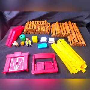 The Famous LINCOLN LOGS Fun On The Farm 107 Parts Real Wood Logs  Oldschooltoys